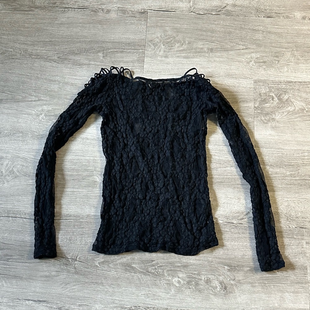 Elegant Black Lace Long Sleeve Top